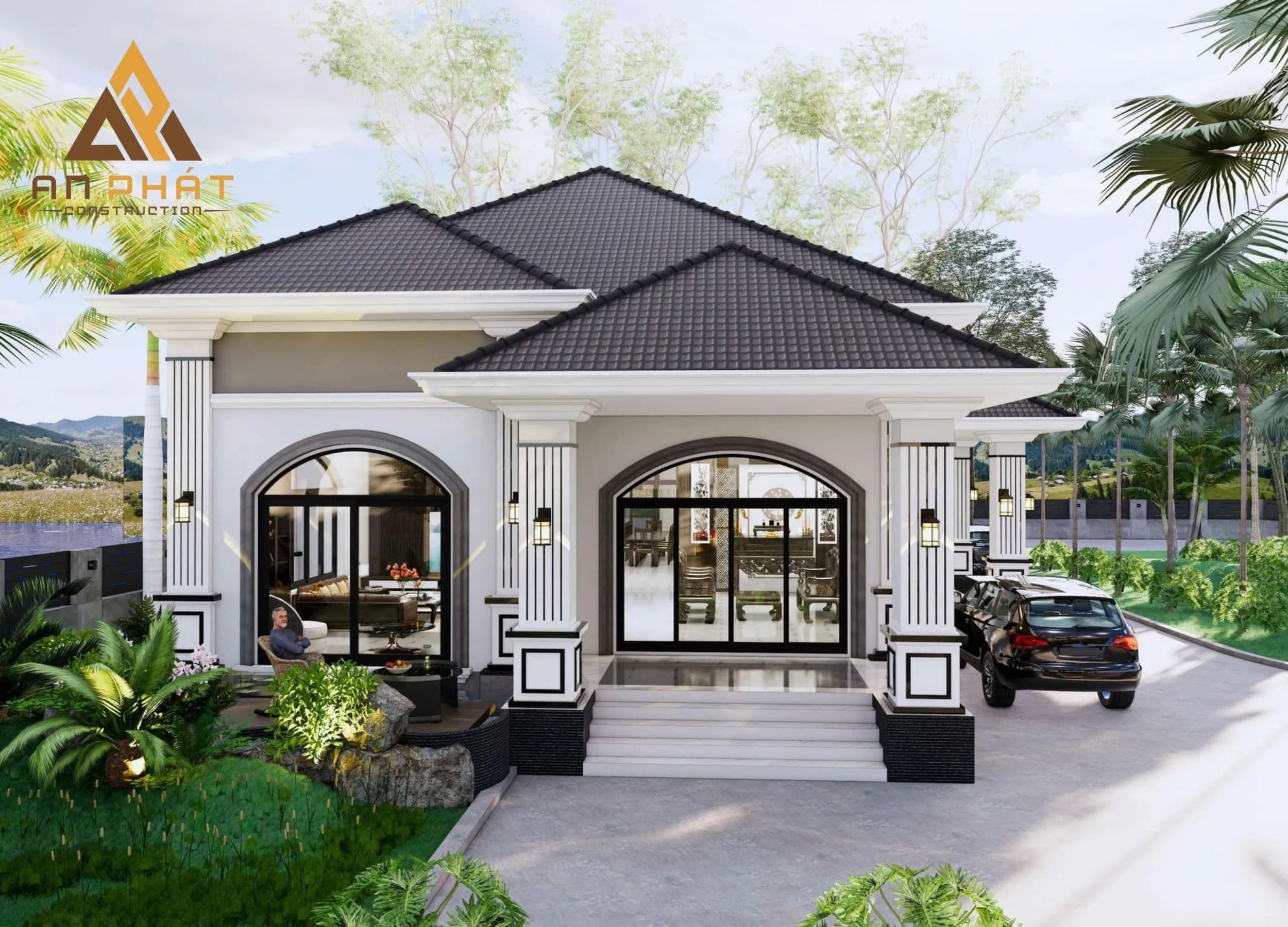 Biệt thự nhà vườn tân cổ điển 1 tầng