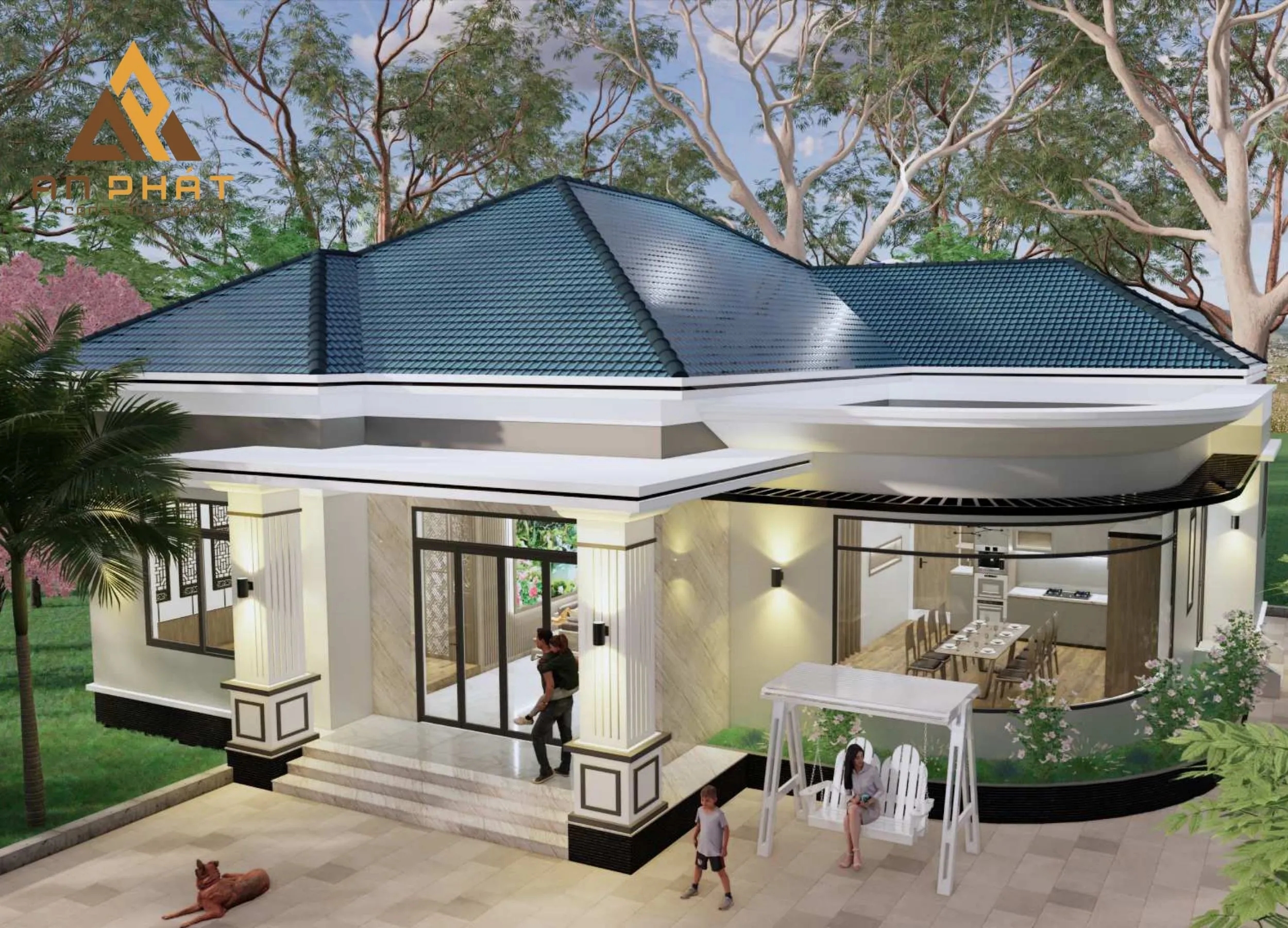 Biệt thự trệt sân vườn hiện đại 260m²