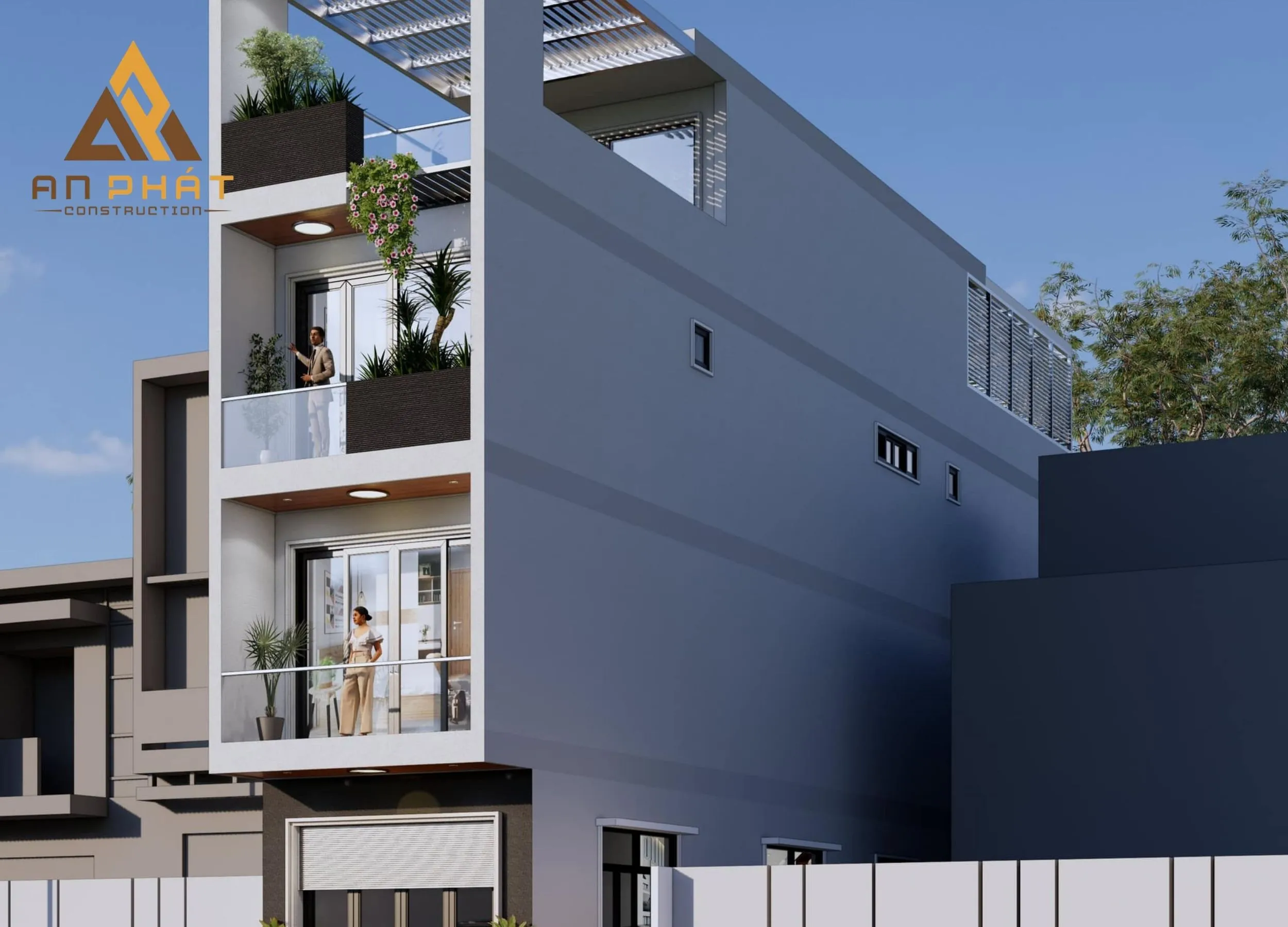 Nhà phố 1 trệt 3 lầu hiện đại