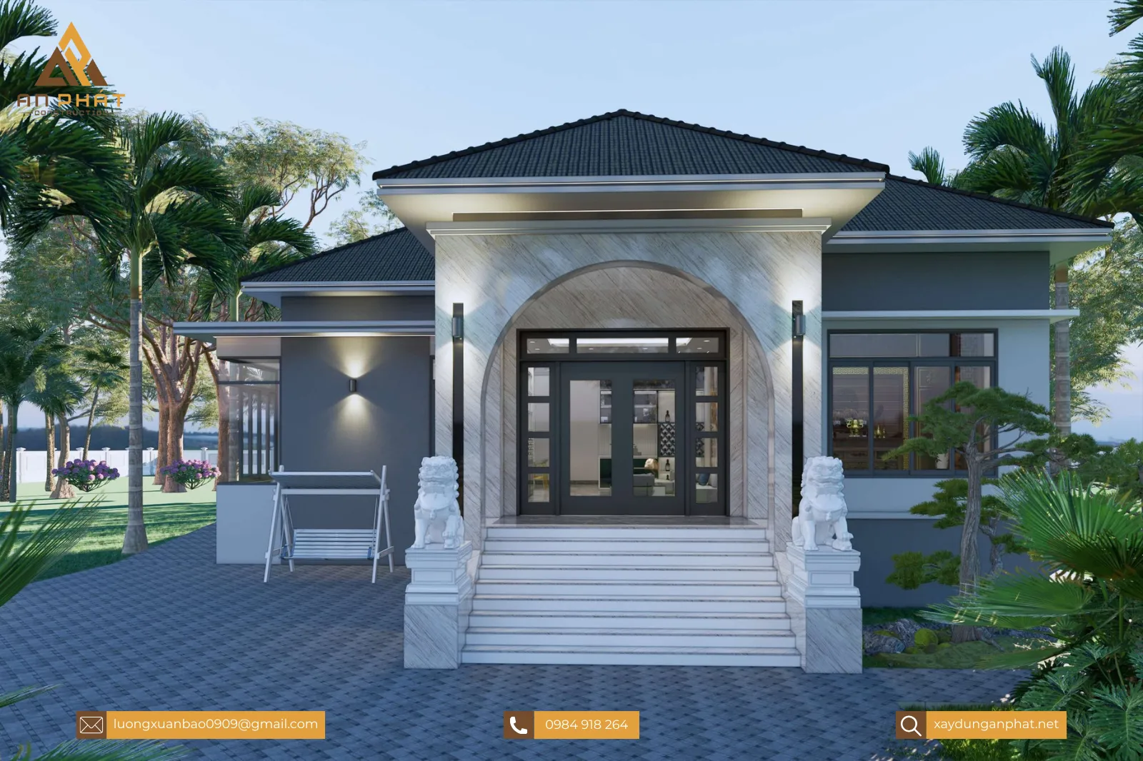 Nhà vườn 1 tầng 220m²